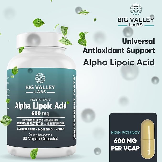 Alpha-Lipoic Acid 600 mg – High-Potency Antioxidant Support – Supports Cellular Health & Energy Metabolism – Vegan, Non-GMO, Gluten-Free – 60 Capsules