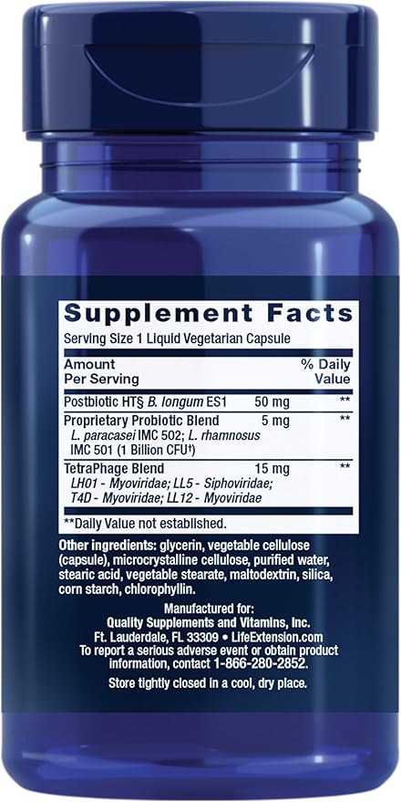 Life Extension FLORASSIST® Probiotic GI with Phage Technology, Digestive Health Supplement, microbiome Balance, Gut Health, Gluten Free, Vegetarian, 30 Capsules