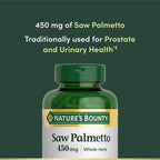 Nature's Bounty Saw Palmetto Support for Prostate and Urinary Health, Herbal Health Supplement, 450mg, 250 Capsules (Pack of 2)