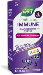 Nature's Way Sambucus Kids Immune Elderberry Syrup, Black Elderberry Extract with Echinacea & Propolis, Traditional Immune Support for Children with Superfood Antioxidants(1), Berry Flavored, 4 Fl Oz