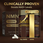 NMN Supplement 1000mg, 4-in-1 Liposomal NMN for NAD+ Supplement, nmn Supplement with Quercetin, Cellular Energy & NAD+ Levels Support for Men & Women, 60 Capsules