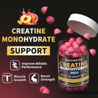 Creatine Monohydrate Gummies for Men & Women-5g of Creatine Monohydrate per Serving - Sugar Free,Vegan, Peach Flavor, 120 Count