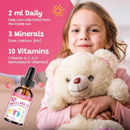 Liquid Iron Supplement for Kids, Women & Men - with Calcium, Zinc, Kids Multivitamin with Iron Drops - Blood Builder & Energy Support for Iron Deficiency, Anemia, Peach Flavor 2 Fl Oz