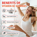Vitamin B2 Gummies, Riboflavin 400mg with Magnesium for Kids & Adults, B2 Gummies for Migraine Relief & Energy Support, Strawberry Flavor, 60 Count