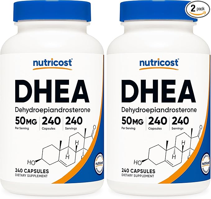 Nutricost DHEA 50mg, 240 Capsules - Gluten Free, Soy Free, Non-GMO, Supplement (Pack of 2)