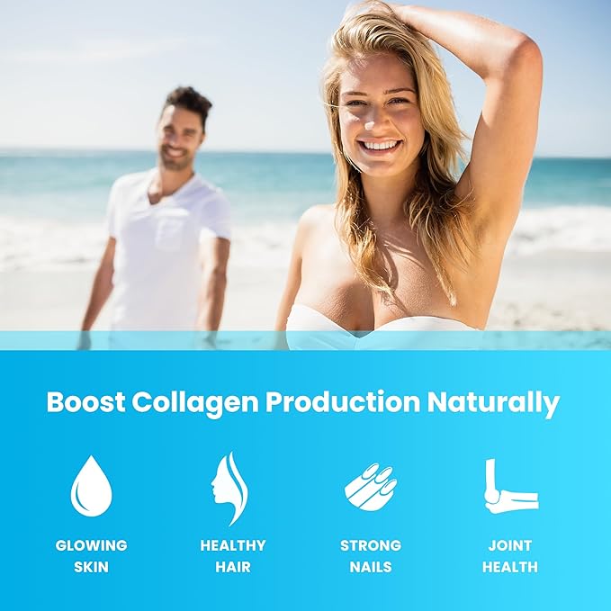 NutraChamps Collagen Boosting Gummies, Collagen Booster Gummy for Natural Collagen Production, Vegan Pectin Supplements Chews for Women & Men, 60 Peach Vitamins Gummies