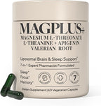 Magnesium L-Threonate with Apigenin, Valerian Root & L-Theanine – No Melatonin Restful Sleep & Brain Supplement – Clinically Studied 7-Ingredient Formula – Memory & Focus – 60 Capsules