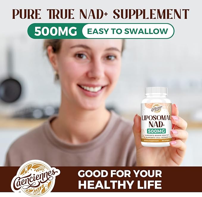 Liposomal NAD+ 500 MG Supplement, True NAD Plus Supplement, Superior Absorption, Boost NAD+ More Efficient Than Nicotinamide Riboside for Cellular Energy, Healthy Aging, 120 Serving