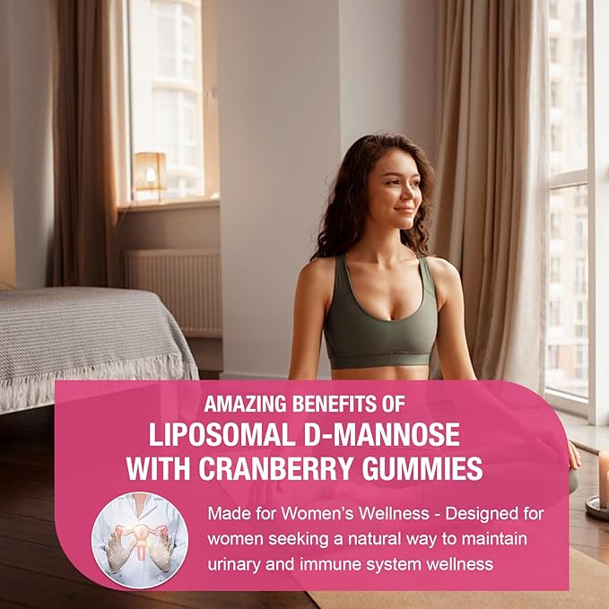Liposomal D-Mannose Gummies 4000mg Complex Cranberry 1500mg & Hibiscus,High-Potency Formula for Women Urinary Tract & Immune Support,Liver, Bladder Flush Cleanse Wellness Supplement