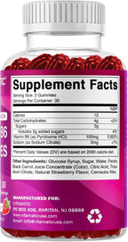 Vitamatic Vitamin B6 100mg - Berry Flavor - 60 Pectin Based Gummies - Supports Nervous System