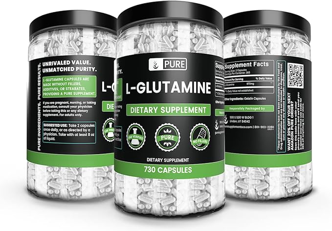 Pure Original Ingredients L-Glutamine (730 Capsules) No Magnesium Or Rice Fillers, Always Pure, Lab Verified