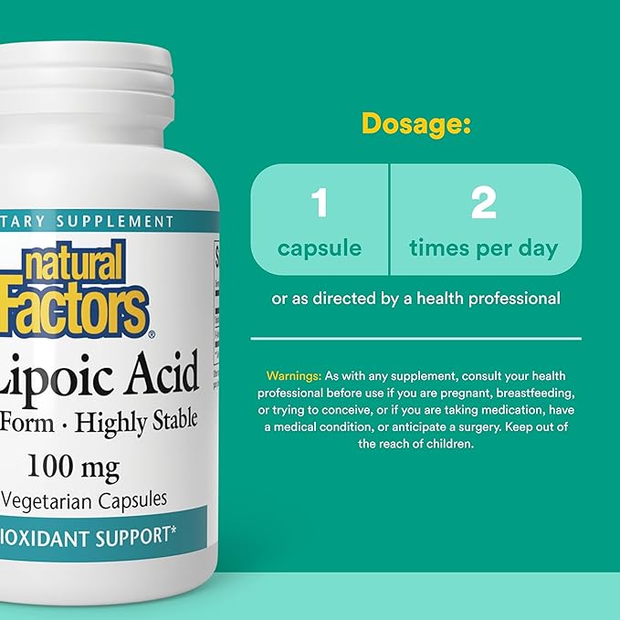 Natural Factors, R-Lipoic Acid, Antioxidant Support, 60 Capsules