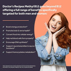 Doctor's Recipes Vitamin B12, Methylcobalamin 5000 mcg 90 Fast Dissolve Tablets, Natural Peach Flavor, Vegan Methyl, Energy Metabolism & Nervous System