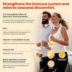 Sugar Free Quercetin with Bromelain Gummies for Kids & Adult - Immune, Antioxidant, Seasonal Support, 1000mg Quercetin Supplements with Bromelain, Zinc, Elderberry, Vitamin C D3 E, Vegan, 60 Count