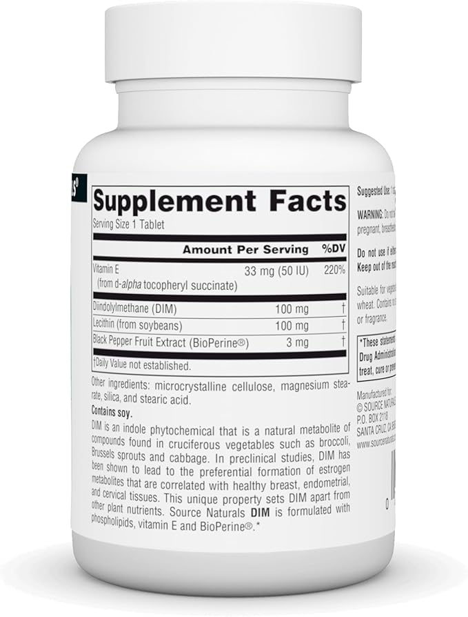 Source Naturals DIM, Diindolylmethane, 100mg - 30 Tablets