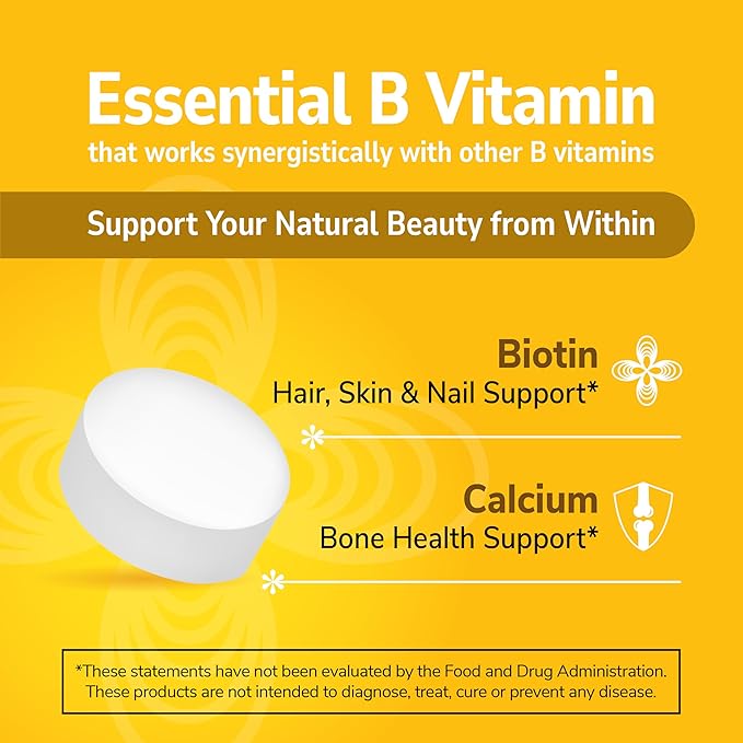 21st Century Biotin 10,000 mcg Tablets (360 Count), High Potency Biotin Supplement, Supports Hair, Skin & Nail Health, Gluten & Sugar-Free, Daily Vitamin B7 Supplement, Non-GMO