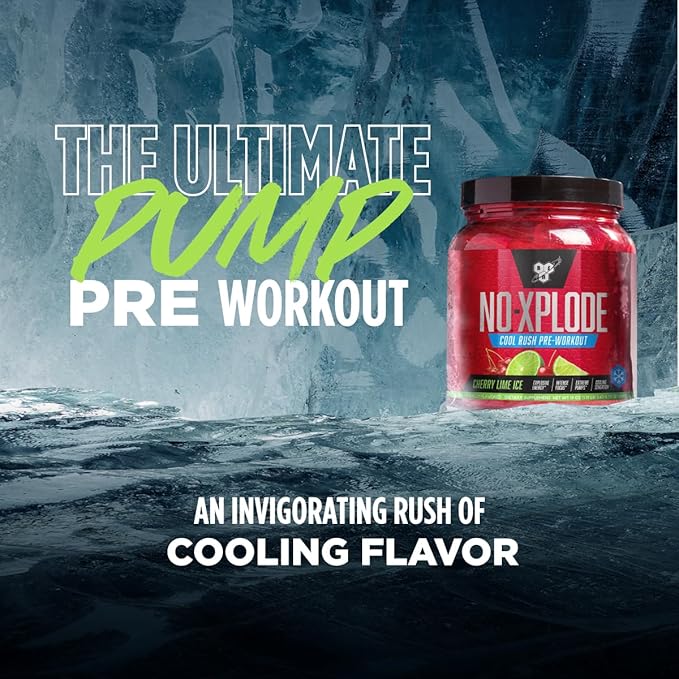 BSN N.O.-XPLODE Cool Rush Pre Workout Powder, Preworkout Energy Supplement for Men and Women with Creatine and Beta-Alanine, Cherry Lime Ice, 30 Servings, 1.2 Pound (Packaging May Vary)