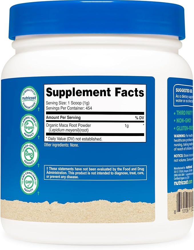 Nutricost Organic Maca Root Powder (1 LB)