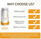 NAD+ Supplement 600mg with Quercetin & Resveratrol - Liposomal NAD Booster for Cellular Energy, Anti-Aging Support - D-Ribose Enhanced Formula - Vegan, Non-GMO, 3rd Party Tested (60 Capsules)