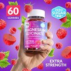 Magnesium Glycinate Gummies 400mg, Muscle Support and Relaxation, Magnesium Supplement for Women, Men and Kids, High Absorption, Sugar Free, Vegan, 60 Days Supply, Raspberry Flavor