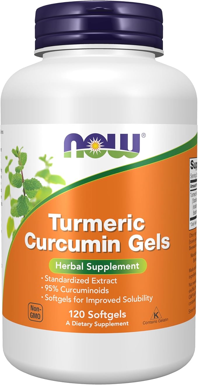 NOW Supplements, Tumeric Curcumin (Curcuma longa) Gels, Standardized Extract, Herbal Supplement with 95% Curcuminoids, 120 Softgels