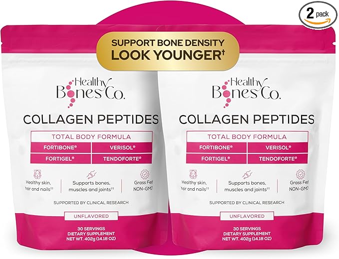 FORTIBONE® Premium Bone Health Collagen Peptides w/FORTIGEL®, VERISOL®, TENDOFORTE® | Clinically-Supported for Bones Joints Skin Hair Nails | Hydrolyzed Collagen Anti-Aging Formula | 60 Servings