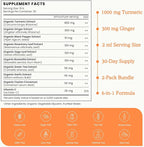 (2 Pack) Organic Turmeric Curcumin Supplement with Black Pepper and Ginger - Liquid Turmeric Extract Drops (with Cinnamon, Rosemary) - Mobility and Flexibility Support and Digestive Health - 1 Fl Oz