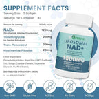 inGreens Liposomal NAD+ Supplement 1800 mg with Nicotinamide Riboside, Trans Resveratrol, Trimethylglycine，Replaces NMN, Boost NAD+, Aging Defense，Cellular Energy, 120 Softgels