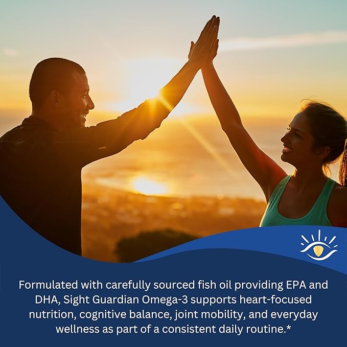 Sight Guardian Omega-3 with EPA, DHA, 100mg Fish Oil per Serving, Dietary Vitamin Supplement to Support Cardiovascular, Daily Health, Heart, Skin, Joints, and Brain