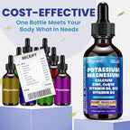 Potassium Magnesium Calcium Zinc Liquid Complex – Chelated Minerals with D3, B6, B12 & CoQ10 for Superior Absorption, Heart, Bone, Muscle, Sleep & Anti-Aging Support, 2 Fl Oz(60ml)