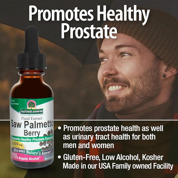Nature's Answer Saw Palmetto Extract / Promotes Prostate Health / Non-GMO / Gluten-Free, Vegan, Kosher Certified & No Preservatives 1oz