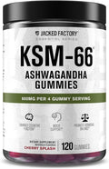 Jacked Factory Ashwagandha Gummies - KSM 66 Ashwagandha Gummies (600mg Per Serving) - Enhance Cognitive Function, Boost Mood, and Promote Hormonal Balance - 120 Gummies, Cherry Splash