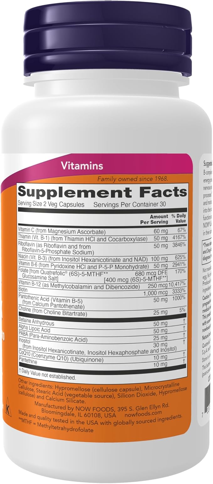 NOW Foods Supplements, Co-Enzyme B Complex with Alpha Lipoic Acid and CoQ10, Nutritional Health, 60 Veg Capsules