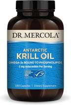 Dr. Mercola Antarctic Krill Oil, 1,000 mg per Serving, Omega-3 Supplement with EPA, DHA, Phospholipids & Astaxanthin, Supports Heart, Brain & Immune Health, Non-GMO, Soy-Free, 180 Capsule (90 Serving)