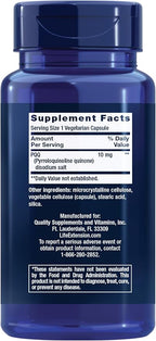 Life Extension PQQ Caps – Pyrroloquinoline Quinone, 10 mg – Promotes the Growth of New Mitochondria, ATP, Energy Support – Gluten-Free, Non-GMO, Vegetarian – 60 Capsules