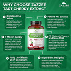 Zazzee Tart Cherry 10:1 Extract, 120 Vegan Capsules, 4 Month Supply, Montmorency Cherry, Certified Kosher, Joint & Uric Acid Support, Antioxidant Support Formula, Non-GMO, Made in the USA