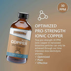Ionic Copper Drops 30 PPM – Premium Bioavailable Liquid Copper Supplement for General Wellness & Trace Mineral Support – Amber Glass Bottle with Dropper – 16 fl oz