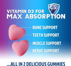 Calcium Supplement Gummies - Sugar Free Calcium Gummy with Vitamin D3 for Best Absorption - Supports Immune Health, Bones & Teeth - Nature's Calcium Chews for Women & Men - Berry Flavor - 120 Gummies