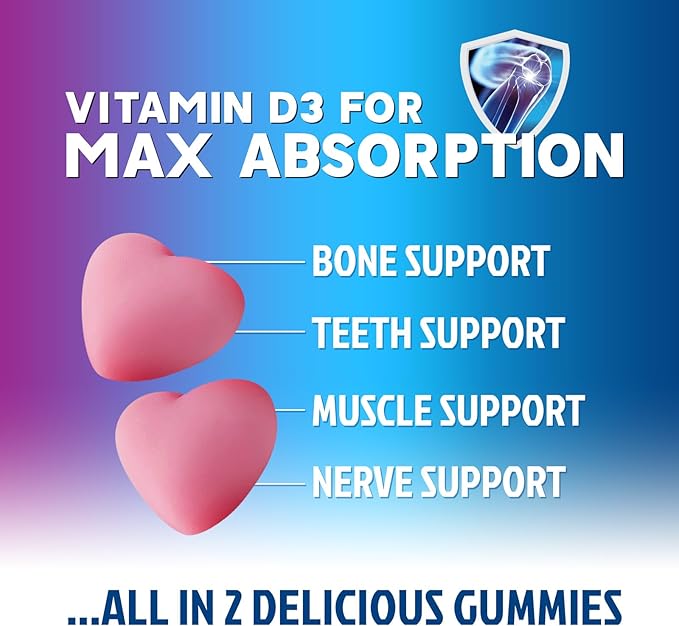 Calcium Supplement Gummies - Sugar Free Calcium Gummy with Vitamin D3 for Best Absorption - Supports Immune Health, Bones & Teeth - Nature's Calcium Chews for Women & Men - Berry Flavor - 120 Gummies