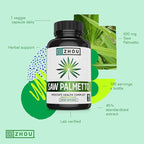 Zhou Saw Palmetto 500 mg | For Prostate Health | Healthy Urination Frequency & Flow | 100 Capsules