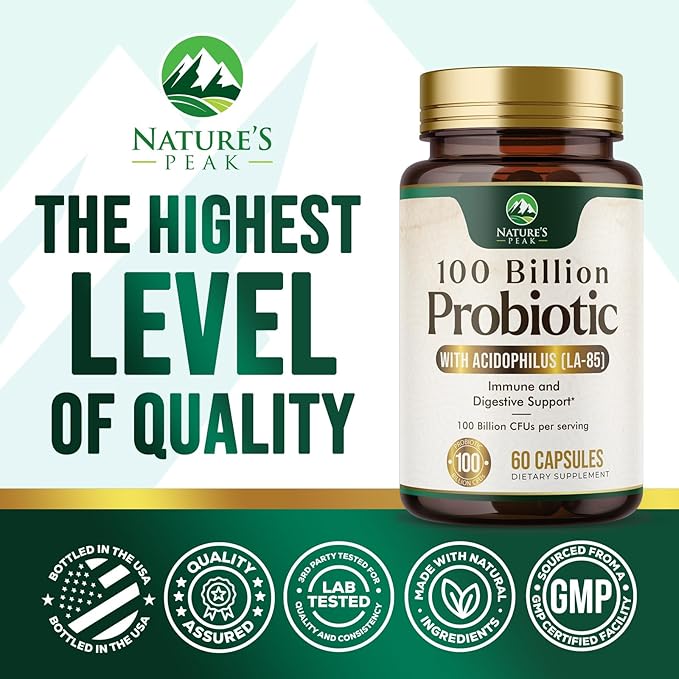 Probiotics 100 Billion CFU Per Serving - 16 Premium Probiotic Strains Prebiotics - Immune Support, Gut Health, Occasional Constipation, Gas & Bloating, Probiotics Supplement, USA Bottled, 60 Capsules