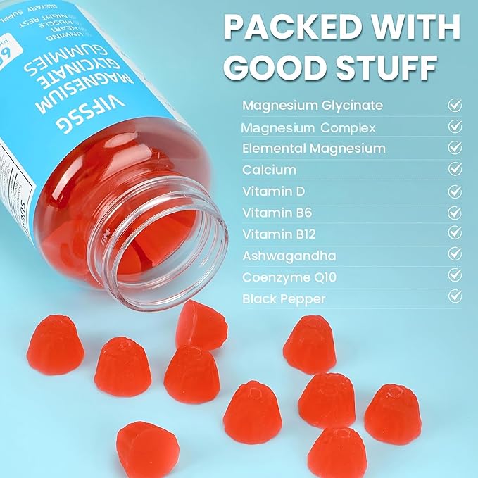 Magnesium Glycinate Gummies 400mg, Sugar Free Gummies with Magnesium L-Threonate 200mg - Magnesium Supplement Chewable Gummies for Women & Men Vegan, Organic Gummies 60 Count