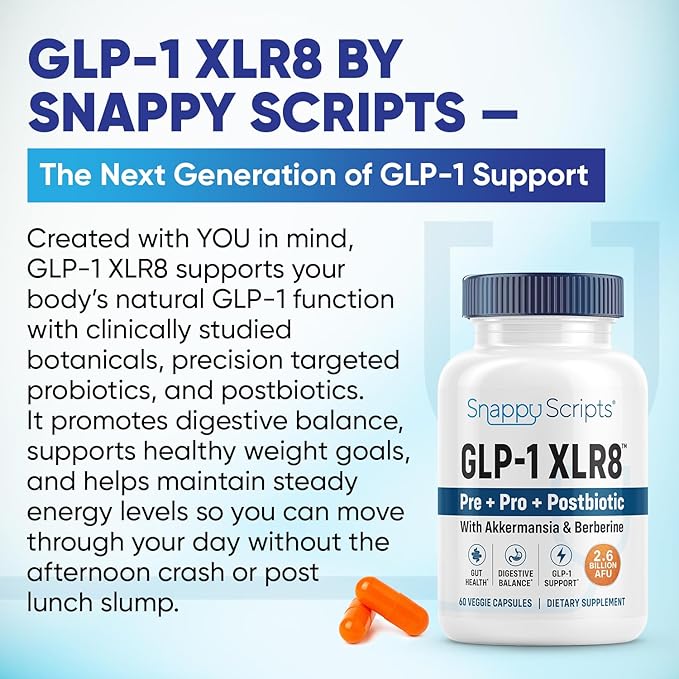 GLP-1 XLR8 Supplement for Weight Loss, Digestion, Constipation, Bloating Relief with Akkermansia 2.6 Billion AFU Live Prebiotic Probiotic Postbiotic Gut Health + Berberine for Women Men 360 Capsules