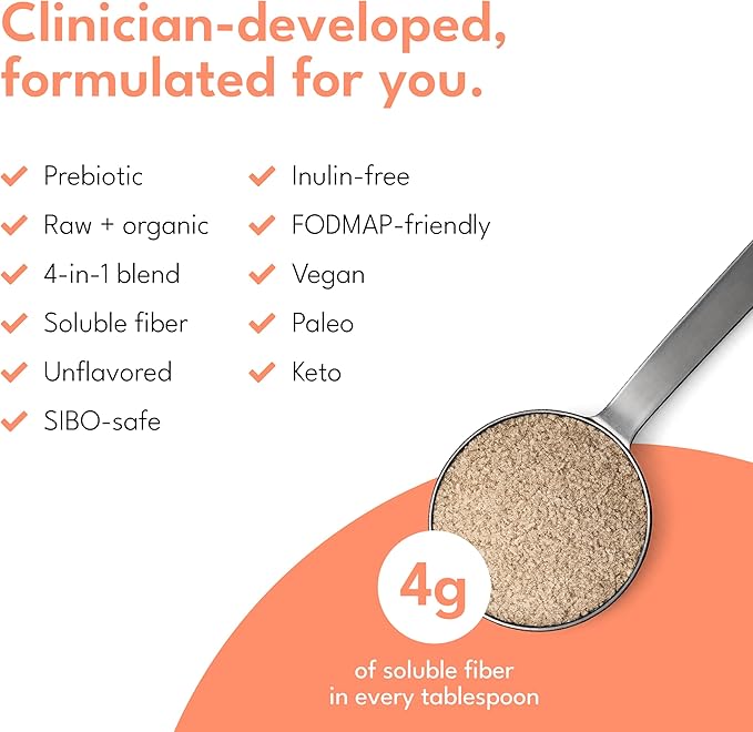 Daily Fix Organic Soluble Fiber Supplement for Digestive Gut Health, Gluten Free Vegan Soluble Prebiotic Powder, One Month Supply