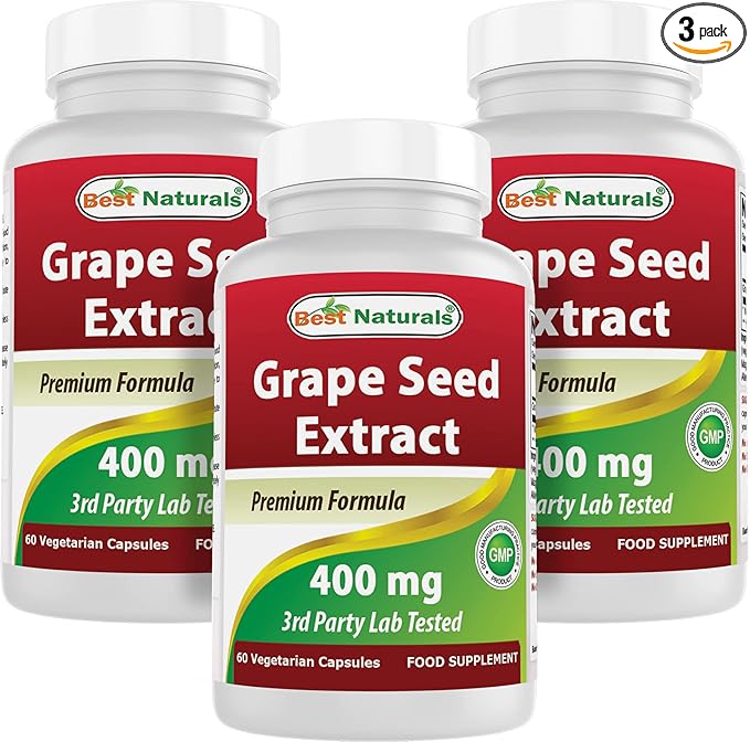 Best Naturals Grape Seed Extract 400 mg 60 Vcaps (60 Count (Pack of 3))