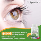 Eye Vitamin and Mineral Supplement Vision Support 240 Vegan Soft Gels, Contains Lutein, Zeaxanthin, Vitamin C & E, Zinc, Copper, Eye Health Supplements for Adults, 2 Packs