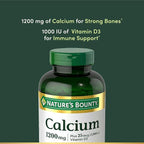 Nature’s Bounty Calcium 1200 mg with Vitamin D3, Bone Health & Immune Support, Vitamin D3 1000 IU, 220 Softgels