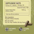 HERBAMAMA Chicory Root Fiber Capsules - 1200mg Chicory Root Powder for Gut Cleanse & Digestive Support - Vegan, Non-GMO Inulin Prebiotic Fiber Supplement