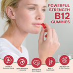 Vitamin B12 Gummies for Women & Men, 5000mcg Methyl B12 Gummies with Vitamin B6, D3, Iron, Folate for Adults, Support Energy & Metabolism Boost, Mood, Immune & Nervous System, Sugar Free Cherry Flavor