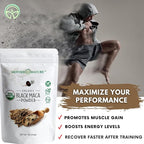 Black Maca Root Powder - Organic Peruvian Maca for Men - Strength, Endurance & Performance Support - Raw, Non-GMO, USDA Certified - 16oz Bulk Supply